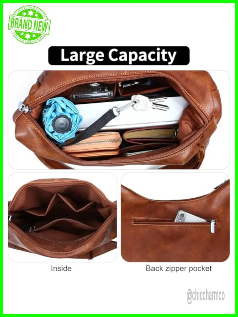 Vegan Leather Hobo Shoulder Bag Slouchy Tote for Women Crossbody Purse